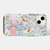 カラフルな春の野花の草原モノグラム iPhoneケース (裏面横)