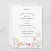カラフルな春の野花モノグラム 招待状 (正面)