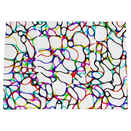 カラフルな曲線パターン ラージペーパーバッグ (正面)