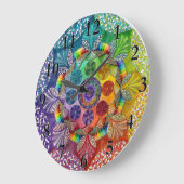 カラフルな曼荼羅の柱時計 ラージ壁時計 (傾斜)