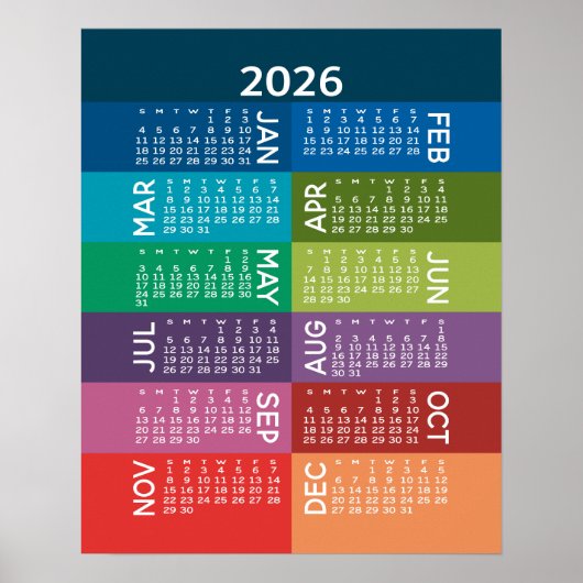 カラフルな月ごとのポスター - 1年全体 ポスター (正面)