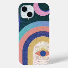 カラフルな月の目アーチシンボルアート iPhone 15ケース