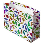 カラフルな有史以前の恐竜のギフトバッグ ラージペーパーバッグ (裏面アングル)