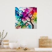 カラフルな木のアルコールインク抽象 ポスター (キッチン)