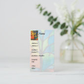 カラフルな木のステンドグラスの名刺 名刺 (スタンド正面)