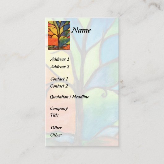 カラフルな木のステンドグラスの名刺 名刺 (正面)