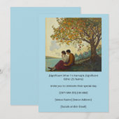 カラフルな木の下でのロマンチックなカップルのデートのお誘い 招待状 (正面/裏面)