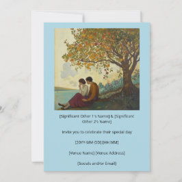 カラフルな木の下でのロマンチックなカップルのデートのお誘い 招待状