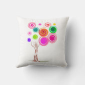 カラフルな木の渦巻形のな群葉 クッション (裏面)