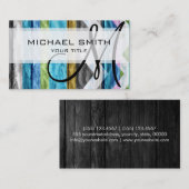 カラフルな木製のシェブロンパターン#6 名刺 (正面/裏面)