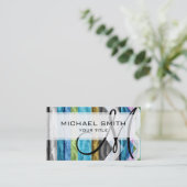 カラフルな木製のシェブロンパターン#6 名刺 (スタンド正面)