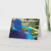 カラフルな木製の芝生椅子の写真 引退 カード (正面)