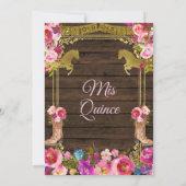 カラフルな木製チャローフラワーピンクのキンセアニエラ 招待状 (裏面)