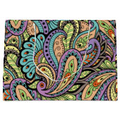 カラフルな東洋のペイズリーパターン ラージペーパーバッグ (正面)