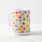 カラフルな果物と花のデザイン コーヒーマグカップ (正面左)