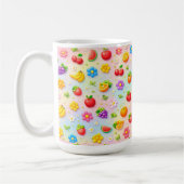 カラフルな果物と花のデザイン コーヒーマグカップ (左)