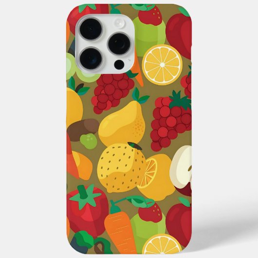 カラフルな果物と野菜のパターンフォンケース Case-Mate iPhoneケース (裏面)
