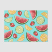 カラフルな柑橘類の果物とメロン、イチゴ 薄葉紙 (正面)