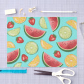 カラフルな柑橘類の果物とメロン、イチゴ 薄葉紙 (クラフト)