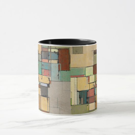 カラフルな格子抽象美術の信号器のマグ マグカップ (中央)