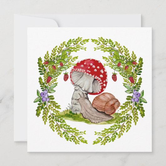 カラフルな森のハエとカタツムリ 招待状 (正面)