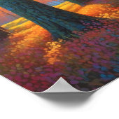 カラフルな森の花と秋の色の芸術 ポスター (角)