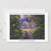 カラフルな森 ライト ブルー パープル イエロー グリーン 招待状 (正面)