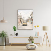 カラフルな植民地時代の街のアートプリント壁スケッチ ポスター