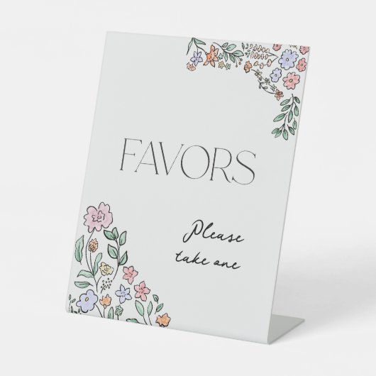 カラフルな植物のブライダルシャワーのお土産の看板 台座サイン (正面)