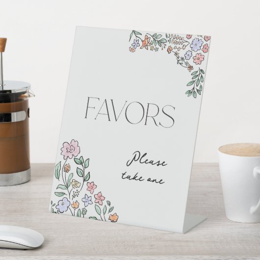 カラフルな植物のブライダルシャワーのお土産の看板 台座サイン (インサイチュ)