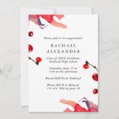 カラフルな植物の卒業パーティー招待状 招待状 (正面)