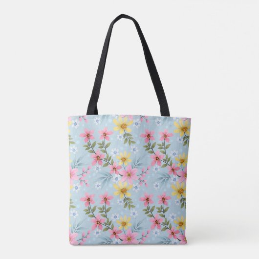 カラフルな植物画の春の花トートバッグ トートバッグ (裏面)