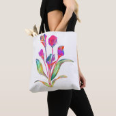 カラフルな植物画カラーリリー芸術 トートバッグ (クローズアップ)