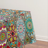 カラフルな楕円形のさまざまな曼荼羅の花柄パターン テーブルクロス (インサイチュ)