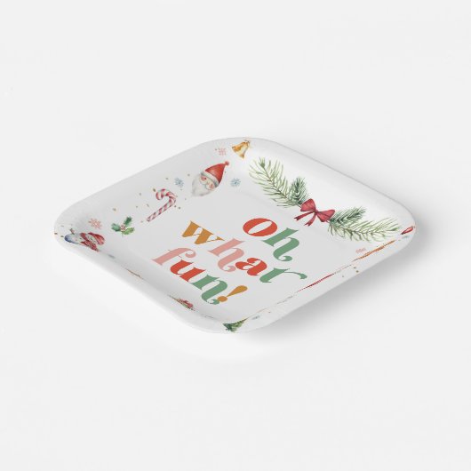 カラフルな楽しいかわいいクリスマスホリデーパーティー ペーパープレート (傾斜あり)