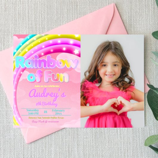 カラフルな楽しい写真の風景 招待状