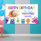 カラフルな楽しさの写真 小さなモンスターの誕生日パーティー 横断幕