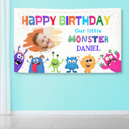 カラフルな楽しさの写真 小さなモンスターの誕生日パーティー 横断幕