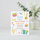 カラフルな楽器の子供の誕生日パーティー 招待状 (スタンド正面)