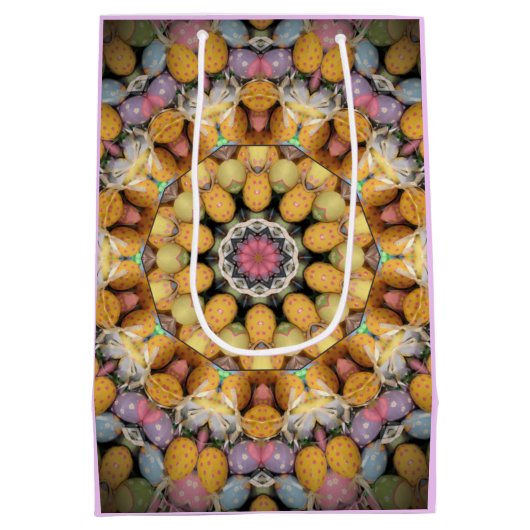 カラフルな模様のイースターエッグマンダラ ミディアムペーパーバッグ (裏面)