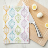 カラフルな横のogeeパターン キッチンタオル (四つ折り)