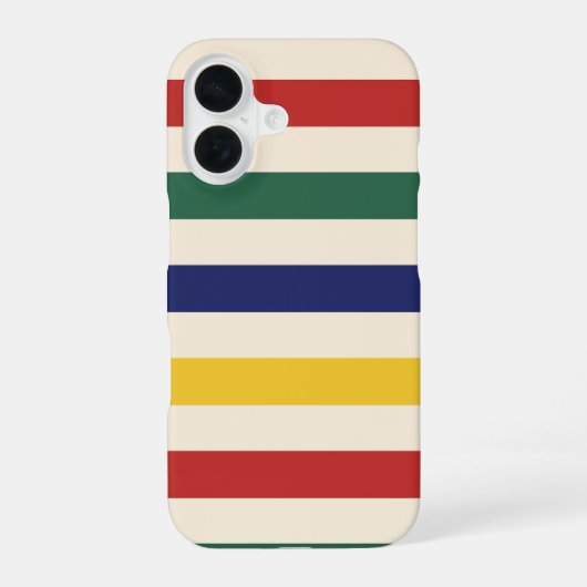 カラフルな横ストライプ iPhone 16ケース (裏面)
