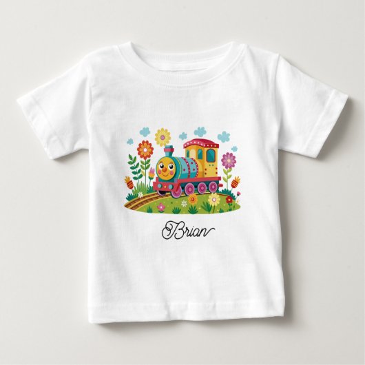 カラフルな機関車 ベビーTシャツ (正面)