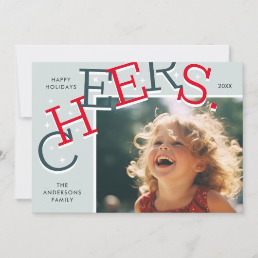 カラフルな歓声! シンプル ホリデー フォト クリスマス (正面)