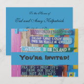 カラフルな歓迎の島の看板 カリブ海 招待状 (正面/裏面)