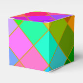 カラフルな正方形ギフトボックス フェイバーボックス (正面サイド)