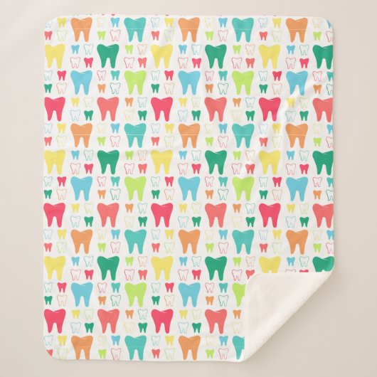 カラフルな歯パターン シェルパブランケット (正面)