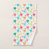 カラフルな歯パターン バスタオルセット (ハンドタオル)