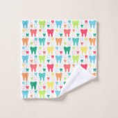 カラフルな歯パターン バスタオルセット (ウォッシュタオル)