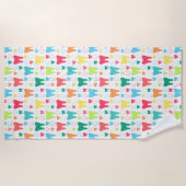 カラフルな歯パターン ビーチタオル (正面)